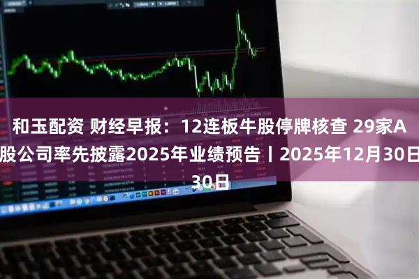 和玉配资 财经早报：12连板牛股停牌核查 29家A股公司率先披露2025年业绩预告丨2025年12月30日